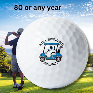 Balles De Golf Amusant 80E Anniversaire Fête Personnalisé Panier