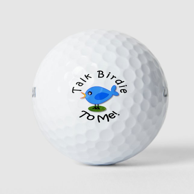 Balles De Golf Amusant Oiseau Bleu mignon "Parlez-Moi Birdie" (Devant)