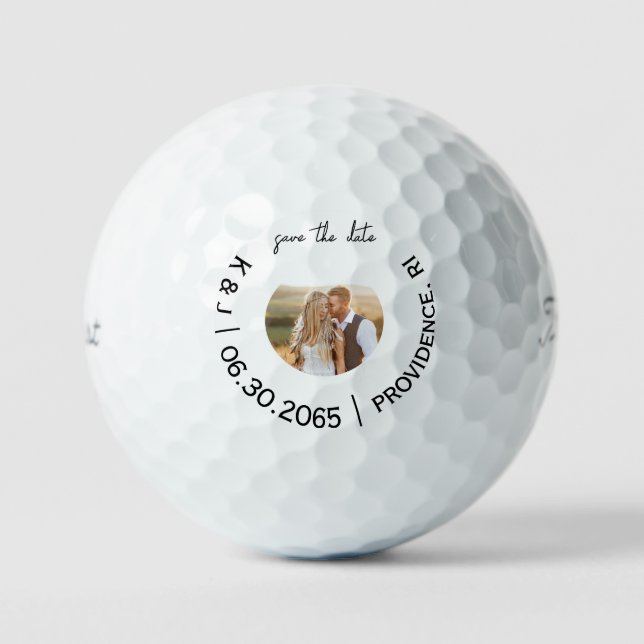Balles De Golf Amusants Golf Photo Wedding Enregistrer la date (Recto)