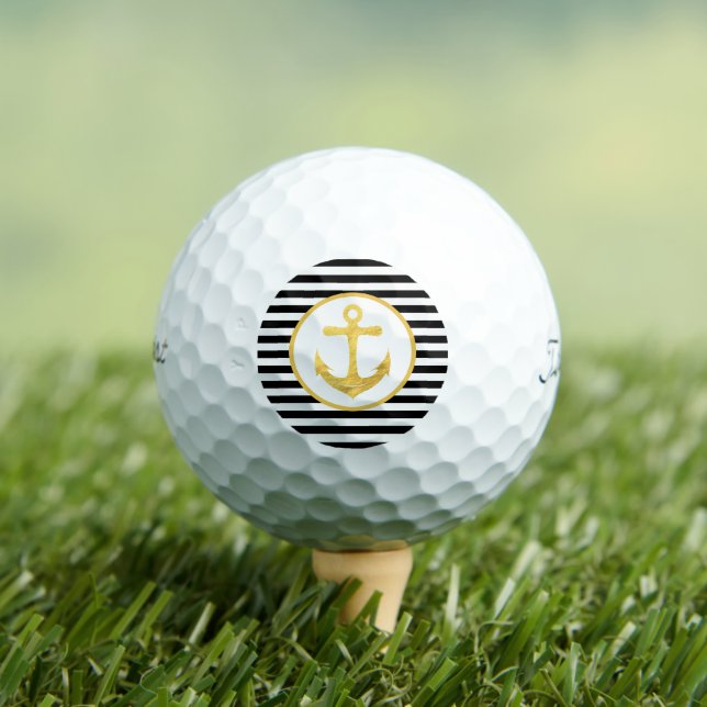 Balles De Golf Ancre et bandes | Thème nautique | Boules de golf (T-shirt Insitu)