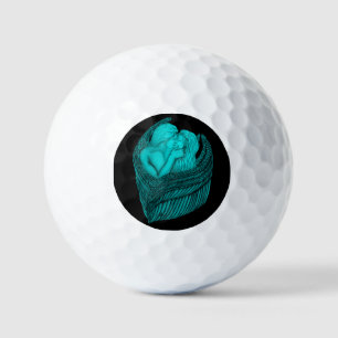Balles De Golf Angels Kissing, noir et vert Design