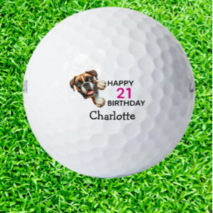 Balles De Golf Anniversaire de Boxer Amoureux de Golf
