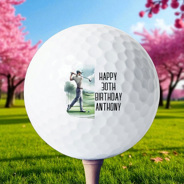 Balles De Golf Anniversaire Golfer Funny 30ème heureux Papa Golf  (Créateur téléchargé)