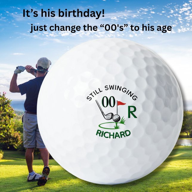 Balles De Golf *ANY AGE Birthday Men's Monogram Name (Créateur téléchargé)