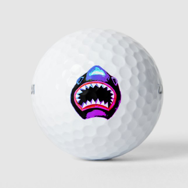 Balles De Golf Aquarelle de requin rose violet illustration (Devant)