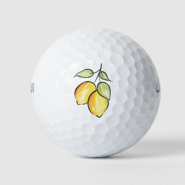 Balles De Golf Aquarelle et citrons d'encre (Devant)