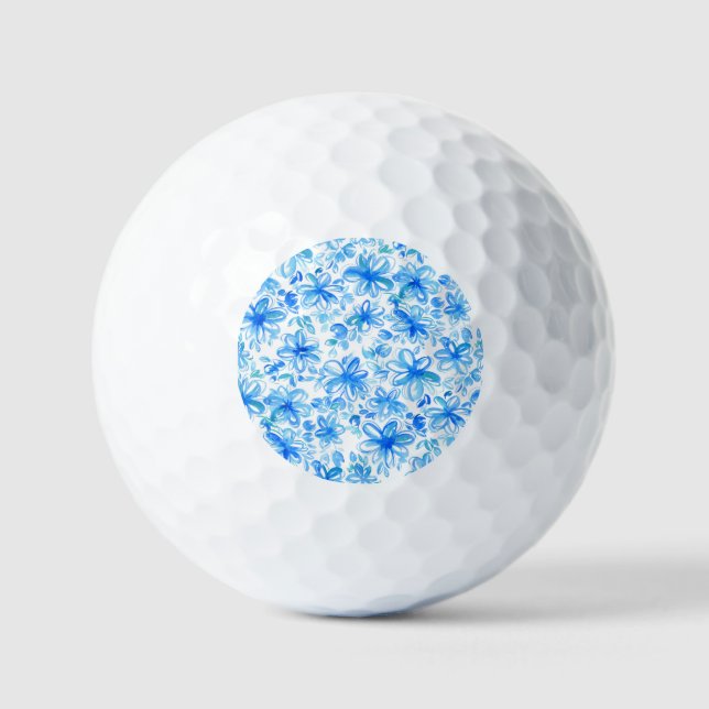 Balles De Golf Aquarelle Floral Chintz Motif mignon (Recto)