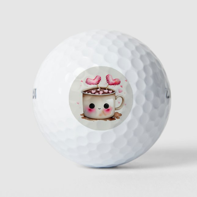 Balles De Golf Aquarelle mignonne Chocolat chaud Mug (Devant)