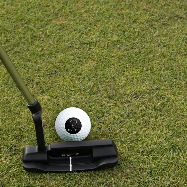 Balles De Golf Aquarelle moderne nom initial R noir (Créateur téléchargé)