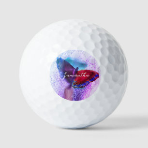 Balles De Golf Aquarelle Ombre Papillon rose et violet