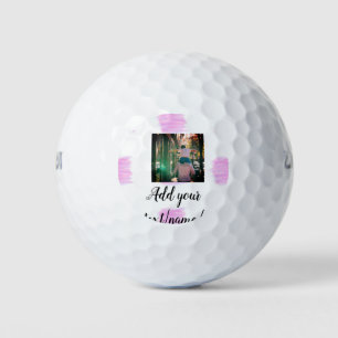 Balles De Golf Aquarelle rose violet père fils papa ajouter l'ima