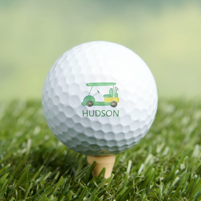 Balles De Golf Aquarelle Vert & Jaune Golf Panier Personnalisé (T-shirt Insitu)