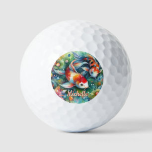 Balles De Golf Aquarelle Whimsical Koi Fish Personnalisée