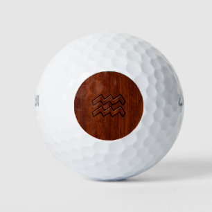 Balles De Golf Aquarius Zodiac Symbol Mahogany Wood Style