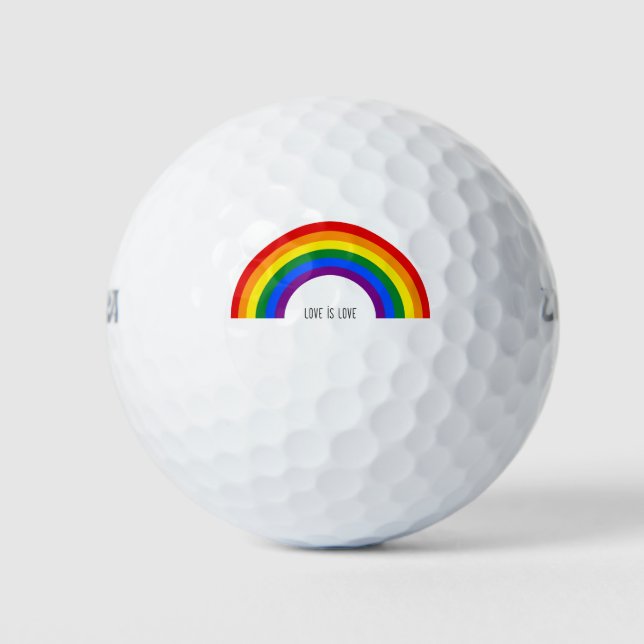 Balles De Golf Arc-en-ciel gay pride. L'amour est l'amour. (Devant)