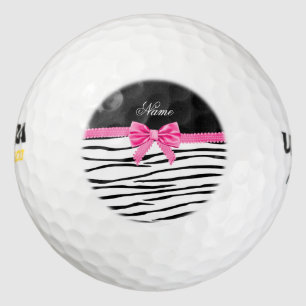Balles De Golf Arc rose rayé personnalisé de zèbre nommé