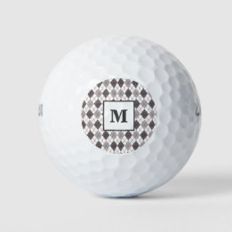 Balles De Golf Argyle à carreaux rouge gris argent Golf Monogramm