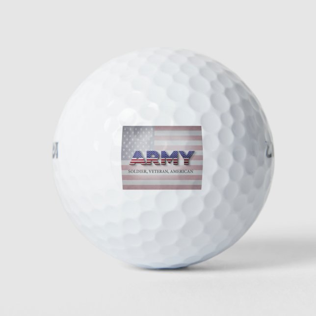 Balles De Golf Armée "Soldat, Vétéran, Américain" (Devant)