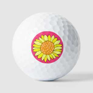 Balles De Golf Arrière - plan rose tournesol dessiné à la main