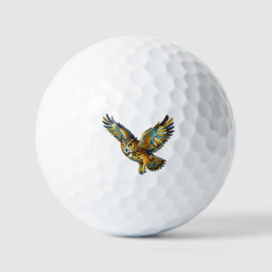 Balles De Golf Art abstrait de coup de pinceau coloré de hibou vo