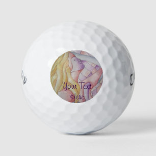 Balles De Golf art abstrait multicolore rose pose dame rétro