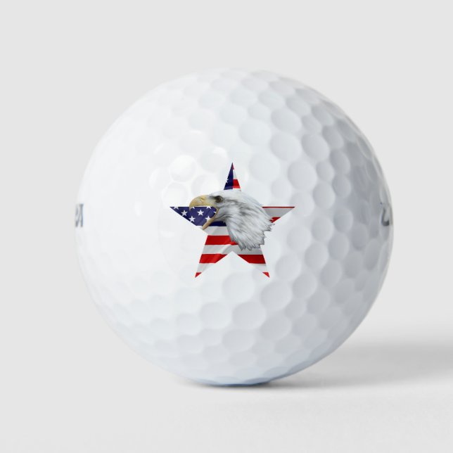 Balles De Golf Attaquer l'aigle, le drapeau américain, patriotiqu (Devant)