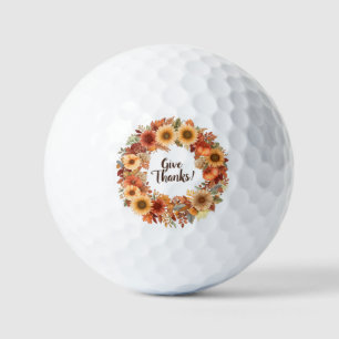 Balles De Golf Automne Thanksgiving Citrouille et fleurs