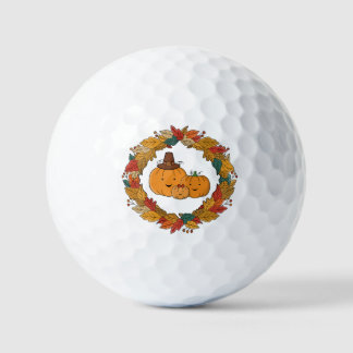 Balles De Golf Autumn Pumpkin Family Wreath