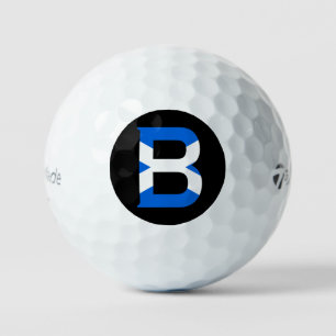 Balles De Golf B Monogramme superposé sur le drapeau écossais tmt