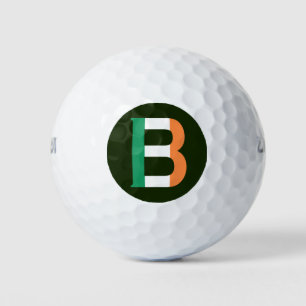 Balles De Golf B Monogramme superposé sur le drapeau irlandais wu