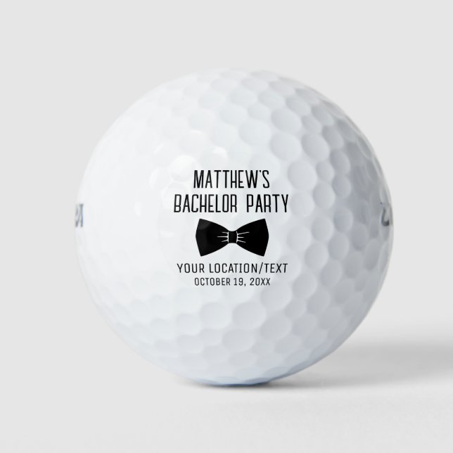 Balles De Golf Bachelor Party Black Bow Cravate Mariage Faveur (Devant)