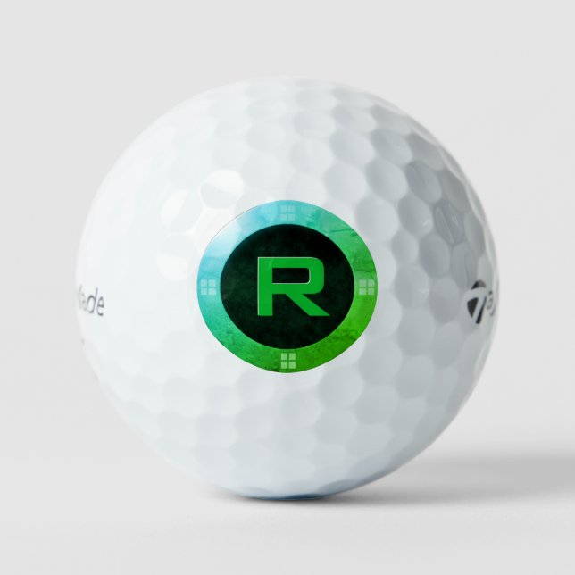 Balles De Golf Bague bleu vert Ombre Déco avec Monogramme (Recto)