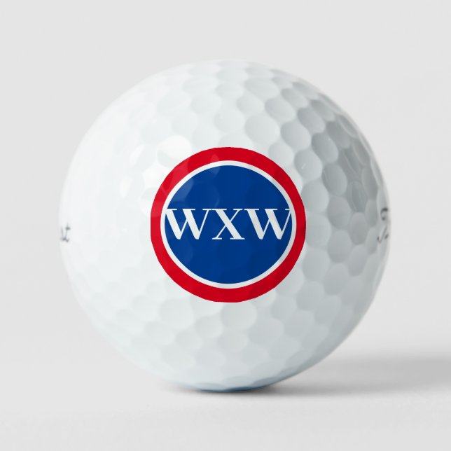 Balles De Golf Bal de golf de Monogramme blanc rouge (Recto)