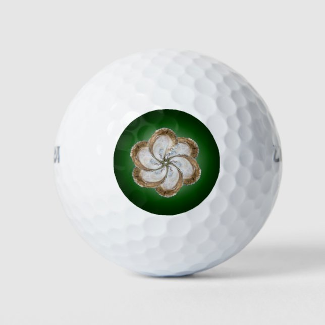 Balles De Golf Bal de golf Oyster Flower - Design C Green (Devant)
