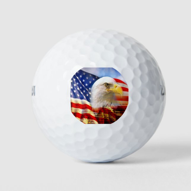Balles De Golf Bald Eagle et le drapeau américain (Devant)