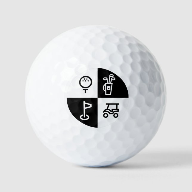 Balles De Golf Ballons de golf noirs et blancs (Recto)