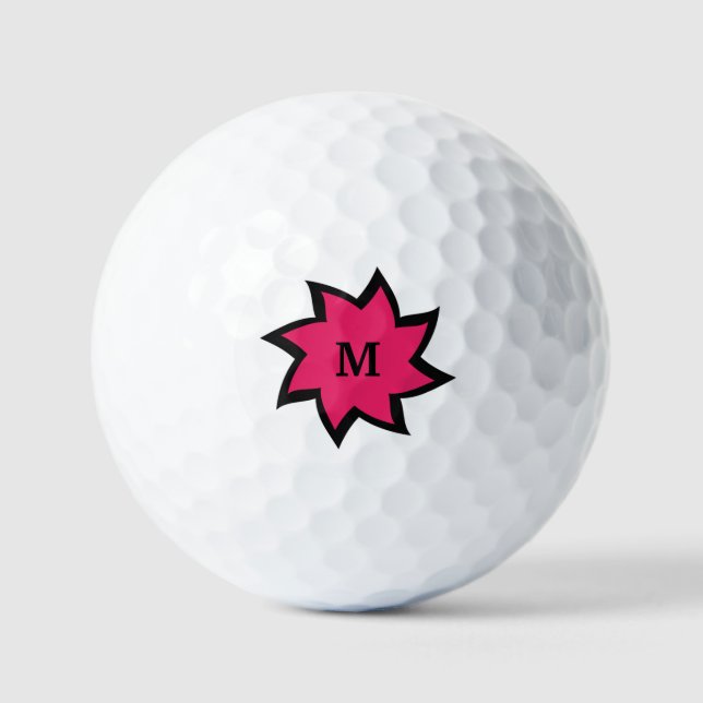 Balles De Golf Ballons de golf Starburst rose et noir (Recto)