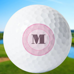 Balles De Golf Bande de preppy rose mignonne monogramme personnal