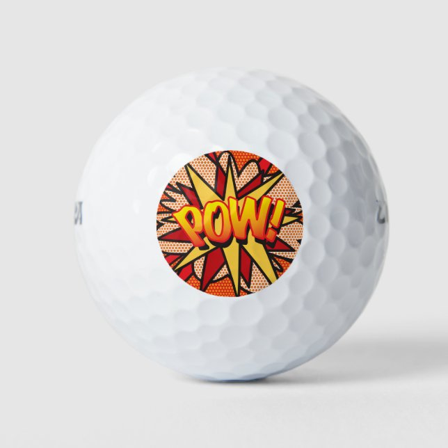 Balles De Golf Bande dessinée Pop Art POW Superhero (Devant)