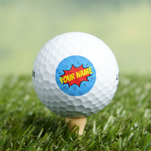 Balles De Golf Bande dessinée Superhero Bleu Rouge Jaune