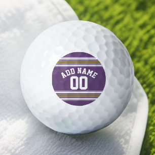 Balles De Golf Bandes de jersey pourpre et or Numéro de nom perso