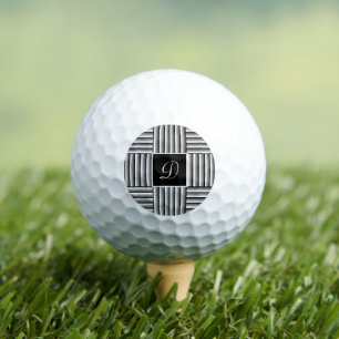 Balles De Golf Bandes modernes en noir, blanc et gris - Monogramm