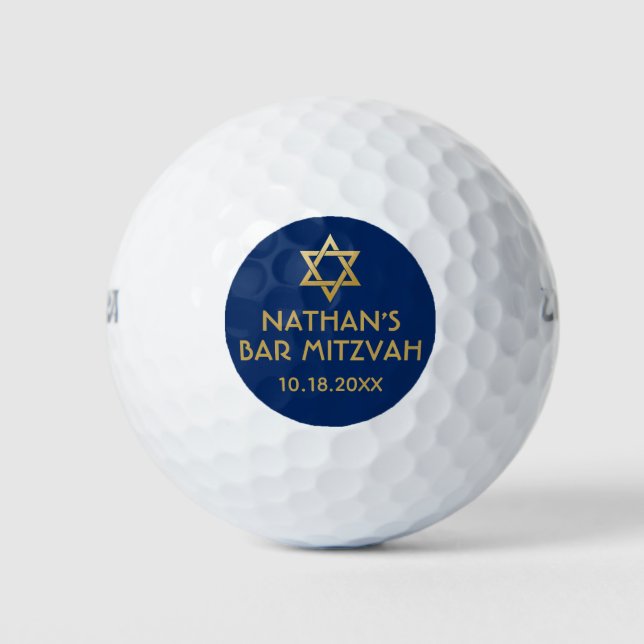 Balles De Golf Bar Mitzvah Golf Ball Faveurs Blue Gold (Devant)