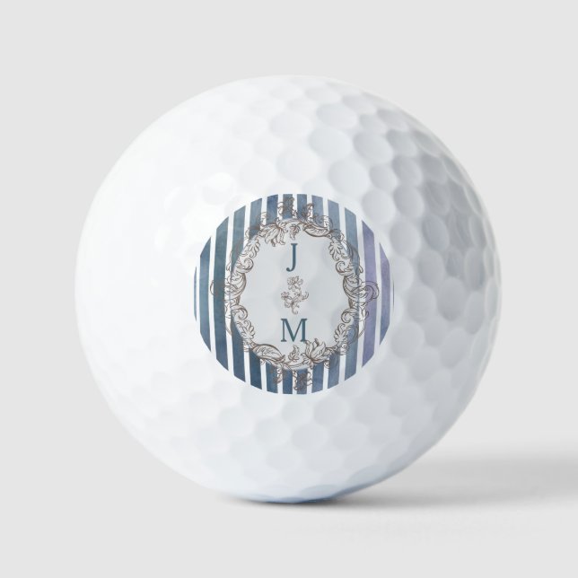 Balles De Golf Baroque Bleu Gris Aquarelle (Recto)