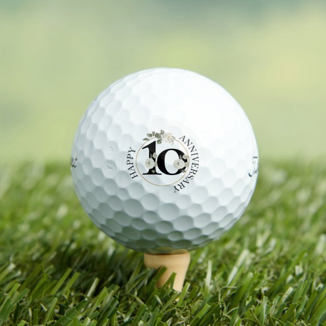 Balles De Golf Beau 10e ANNIVERSAIRE Floral (T-shirt Insitu)