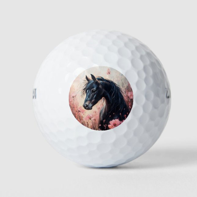 Balles De Golf Beau Cheval Blush Fleur sauvage rose (Devant)