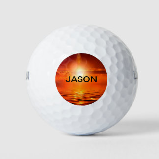 Balles De Golf Beau coucher de soleil Orange Golden Sky Sea Gold 