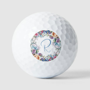 Balles De Golf Beau Floral Monogrammé