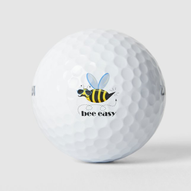 Balles De Golf Bee caractère avec mustache lunettes de soleil Bee (Devant)