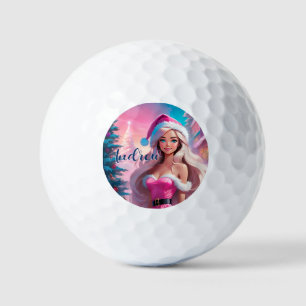 Balles De Golf Belle fille de Noël rose 01